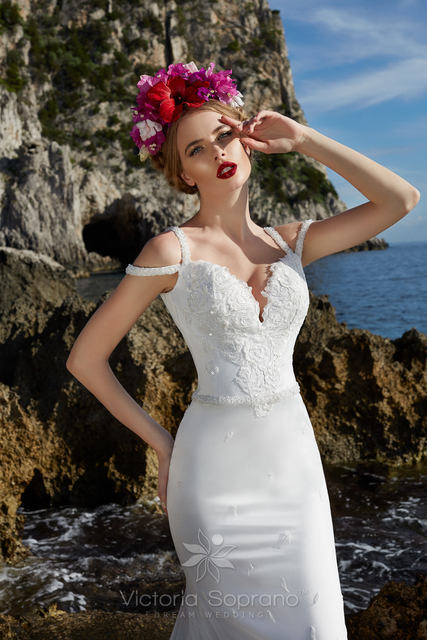 Свадебное платье Christina. Силуэт Рыбка. Цвет Белый / Молочный. Вид 3