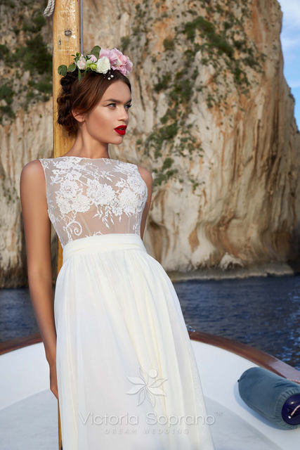 Свадебное платье Dominica. Силуэт Прямое. Цвет Белый / Молочный. Вид 3