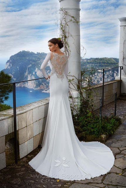 Свадебное платье Estella. Силуэт Рыбка, Прямое. Цвет Белый / Молочный. Вид 2