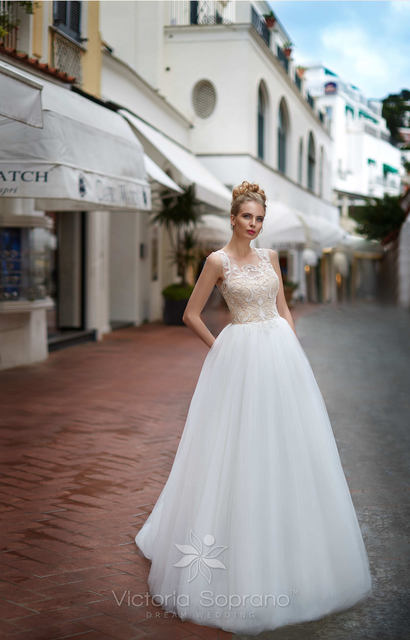 Свадебное платье Livia. Силуэт Пышное. Цвет Айвори / Капучино, Белый / Молочный. Вид 3