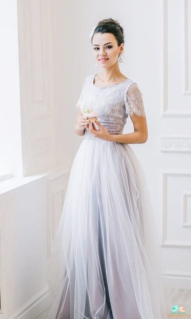 Свадебное платье Весенний цветок. Силуэт Прямое. Цвет Лавандовый / Фиолетовый. Вид 2