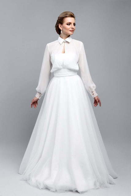 Свадебное платье Эсмеральда. Силуэт Прямое. Цвет Белый / Молочный. Вид 1