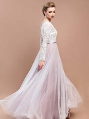 Свадебное платье Лиловый туман. Силуэт Прямое. Цвет оттенки Розового, Лавандовый / Фиолетовый. Вид 2