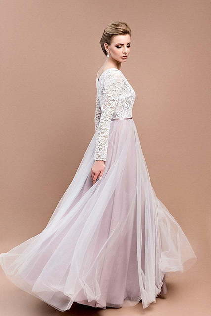 Свадебное платье Лиловый туман. Силуэт Прямое. Цвет Лавандовый / Фиолетовый, оттенки Розового. Вид 2