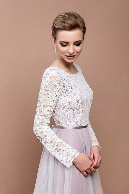 Свадебное платье Лиловый туман. Силуэт Прямое. Цвет Лавандовый / Фиолетовый, оттенки Розового. Вид 3