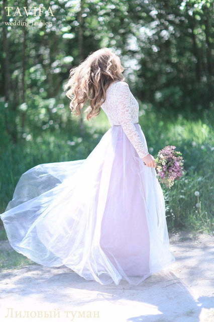 Свадебное платье Лиловый туман. Силуэт Прямое. Цвет Лавандовый / Фиолетовый, оттенки Розового. Вид 5