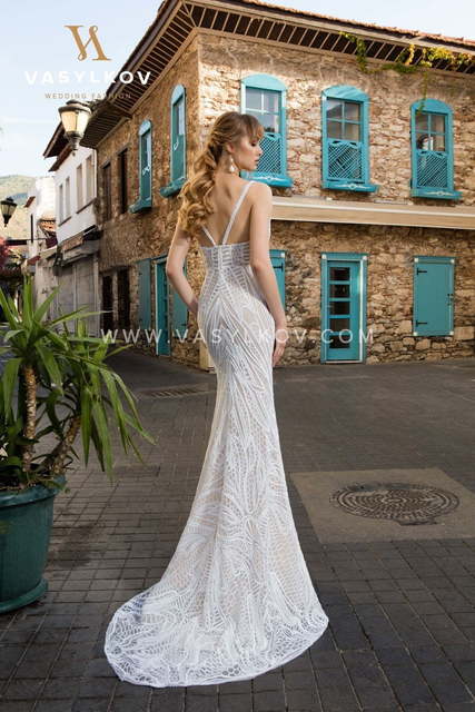 Свадебное платье Coco. Силуэт Рыбка, Прямое. Цвет Айвори / Капучино, Белый / Молочный. Вид 2