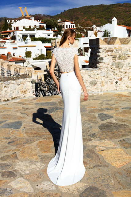 Свадебное платье Delia. Силуэт Рыбка, Прямое. Цвет Белый / Молочный. Вид 2