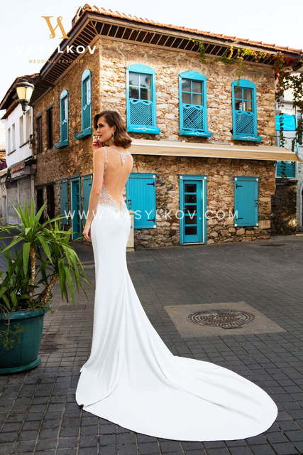 Свадебное платье Elisa. Силуэт Рыбка, Прямое. Цвет Белый / Молочный. Вид 2