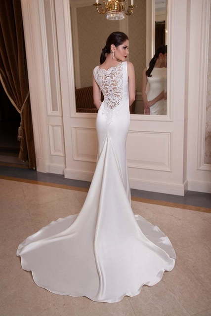 Свадебное платье Addison. Силуэт Рыбка, Прямое. Цвет Белый / Молочный. Вид 2