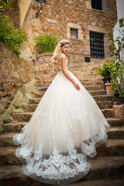 Свадебное платье Vanda. Силуэт Пышное. Цвет Айвори / Капучино. Вид 3