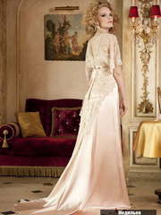 Свадебное платье Modiglione. Силуэт Прямое. Цвет Персик / Оранжевый, оттенки Розового. Вид 2