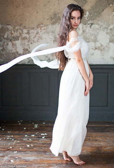 Свадебное платье Ansel. Силуэт Прямое. Цвет Белый / Молочный. Вид 1