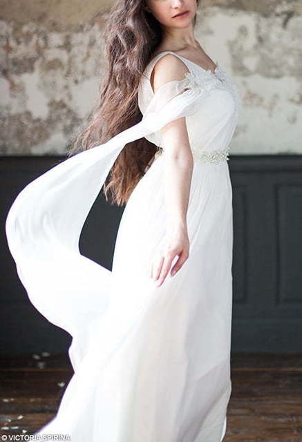 Свадебное платье Ansel. Силуэт Прямое. Цвет Белый / Молочный. Вид 3