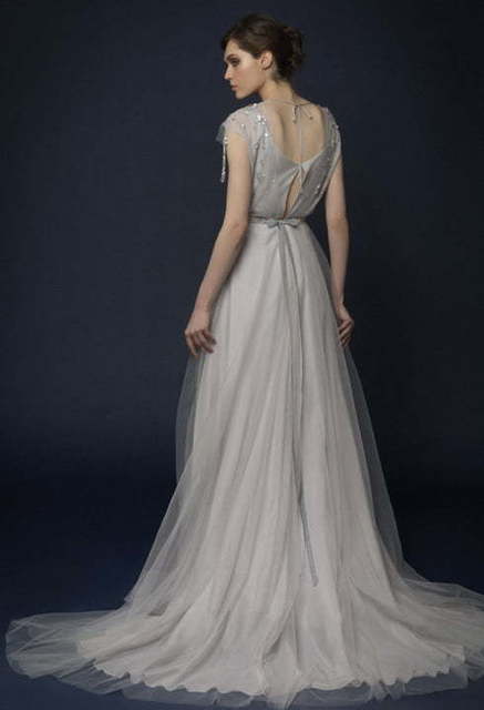 Свадебное платье Samuna. Силуэт Прямое. Цвет Пепельный / Металлик. Вид 2