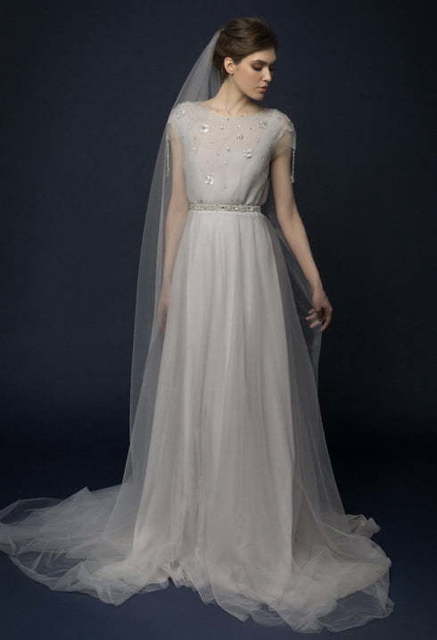 Свадебное платье Samuna. Силуэт Прямое. Цвет Пепельный / Металлик. Вид 5