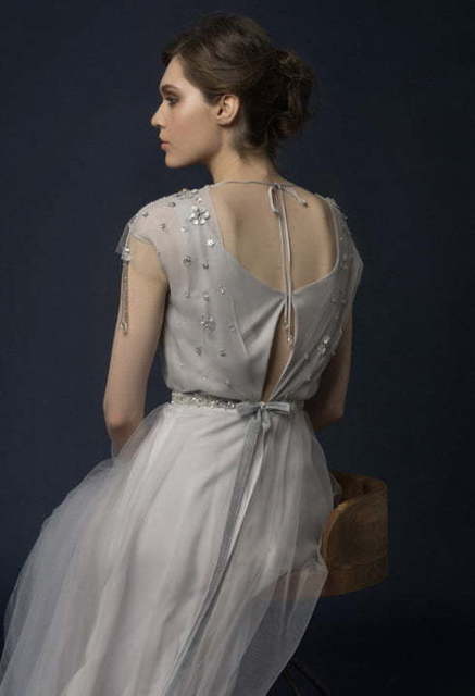 Свадебное платье Samuna. Силуэт Прямое. Цвет Пепельный / Металлик. Вид 9