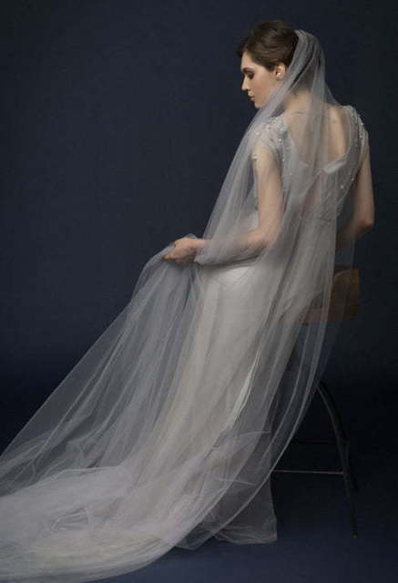 Свадебное платье Samuna. Силуэт Прямое. Цвет Пепельный / Металлик. Вид 10