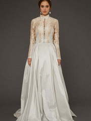 Свадебное платье Erliya. Силуэт Прямое. Цвет Белый / Молочный, Золото. Вид 1