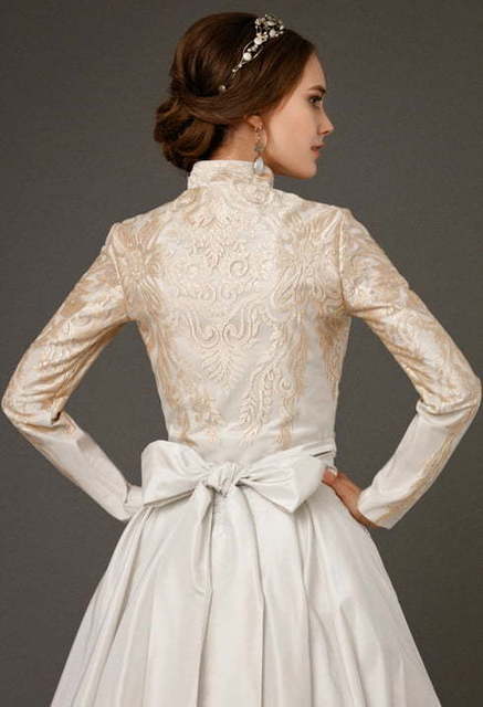 Свадебное платье Erliya. Силуэт Прямое. Цвет Белый / Молочный, Золото. Вид 8