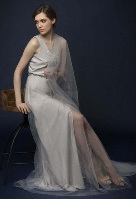 Свадебное платье Siarma. Силуэт Прямое. Цвет Пепельный / Металлик. Вид 3