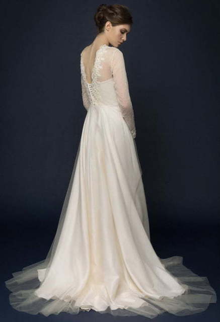 Свадебное платье Suolla. Силуэт Прямое. Цвет Айвори / Капучино, Белый / Молочный. Вид 2