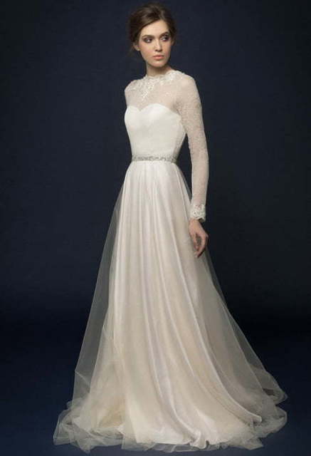 Свадебное платье Suolla. Силуэт Прямое. Цвет Айвори / Капучино, Белый / Молочный. Вид 3