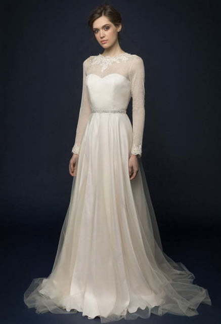 Свадебное платье Suolla. Силуэт Прямое. Цвет Айвори / Капучино, Белый / Молочный. Вид 7