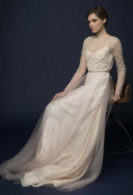 Свадебное платье Helmetta. Силуэт Прямое. Цвет Айвори / Капучино. Вид 3