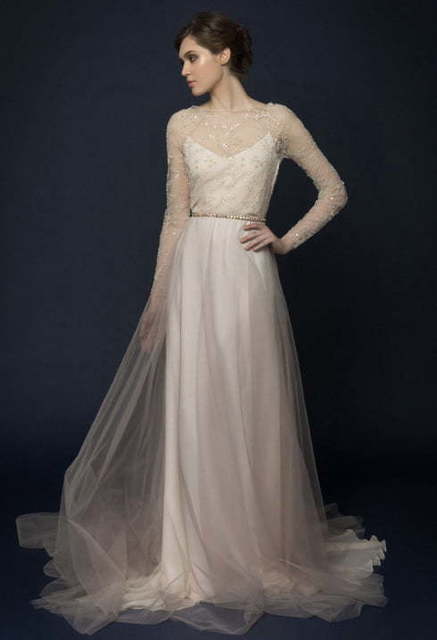 Свадебное платье Helmetta. Силуэт Прямое. Цвет Айвори / Капучино. Вид 4