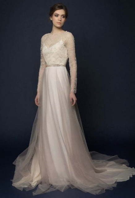 Свадебное платье Helmetta. Силуэт Прямое. Цвет Айвори / Капучино. Вид 5