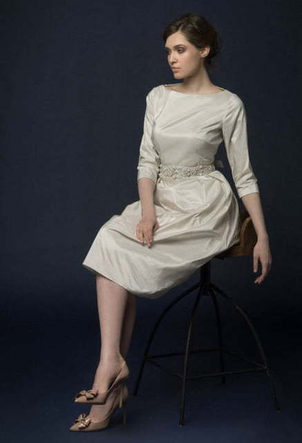 Свадебное платье Alkesa. Силуэт Прямое. Цвет Айвори / Капучино. Вид 3