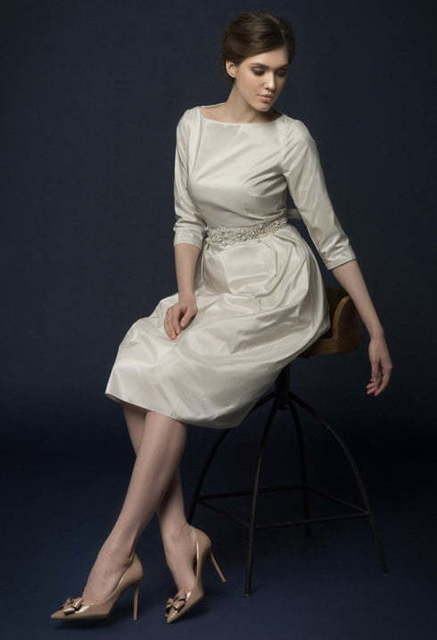 Свадебное платье Alkesa. Силуэт Прямое. Цвет Айвори / Капучино. Вид 5