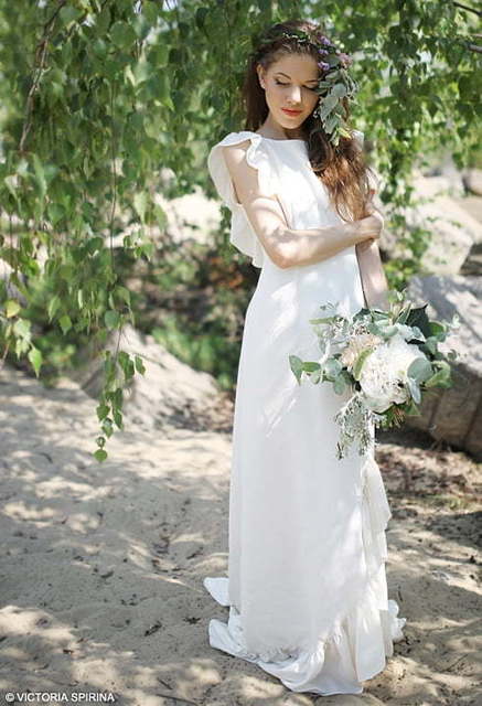 Свадебное платье Amelie. Силуэт Прямое. Цвет Айвори / Капучино, Белый / Молочный. Вид 3