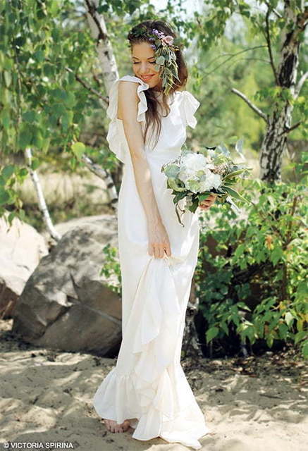 Свадебное платье Amelie. Силуэт Прямое. Цвет Айвори / Капучино, Белый / Молочный. Вид 9