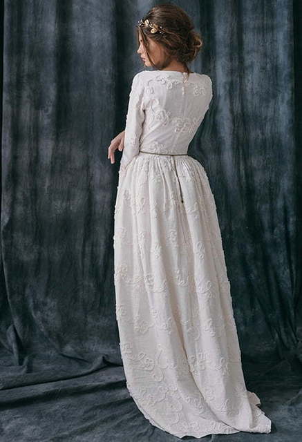 Свадебное платье Rabia. Силуэт Прямое. Цвет Белый / Молочный. Вид 2