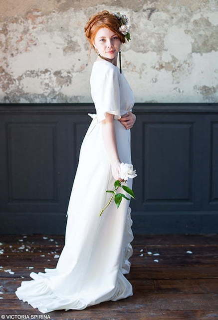 Свадебное платье Klimin. Силуэт Прямое. Цвет Белый / Молочный. Вид 1