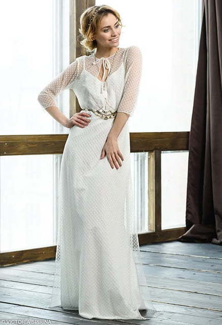 Свадебное платье Betney. Силуэт Прямое. Цвет Белый / Молочный. Вид 3