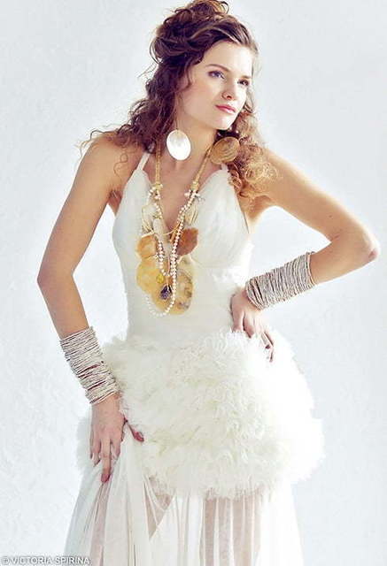 Свадебное платье Sheila. Силуэт Прямое. Цвет Айвори / Капучино, Белый / Молочный. Вид 3