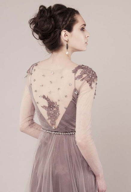 Свадебное платье Elysium. Силуэт Прямое. Цвет оттенки Зеленого, Лавандовый / Фиолетовый, Пепельный / Металлик. Вид 3