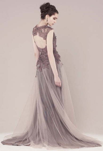 Свадебное платье Euphemia. Силуэт Прямое. Цвет оттенки Зеленого, Лавандовый / Фиолетовый, Пепельный / Металлик. Вид 3