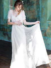 Свадебное платье Melita. Силуэт Прямое. Цвет Белый / Молочный. Вид 2