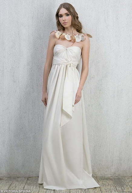 Свадебное платье Hawaii. Силуэт Греческий, Прямое. Цвет Айвори / Капучино, Белый / Молочный. Вид 5