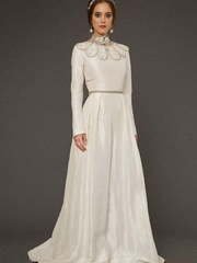 Свадебное платье Vaziliki. Силуэт Прямое. Цвет Айвори / Капучино. Вид 1