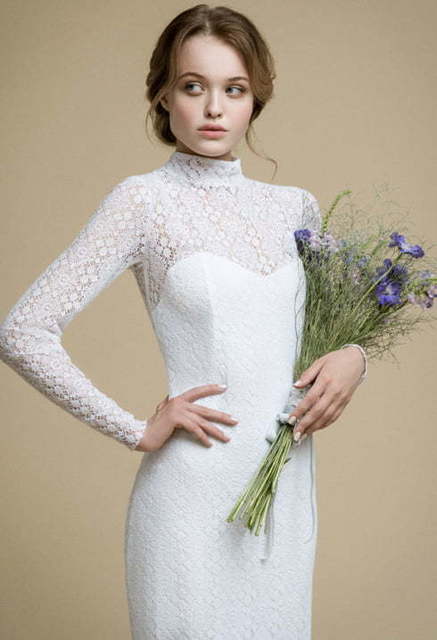 Свадебное платье Anna. Силуэт Рыбка, Прямое. Цвет Белый / Молочный. Вид 3