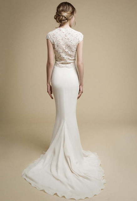 Свадебное платье Andera. Силуэт Рыбка. Цвет Айвори / Капучино, Белый / Молочный. Вид 2