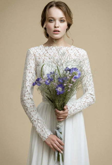 Свадебное платье Inna. Силуэт Прямое. Цвет Белый / Молочный. Вид 4