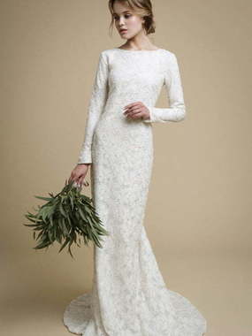 Свадебное платье Utta. Силуэт Прямое. Цвет Белый / Молочный. Вид 1