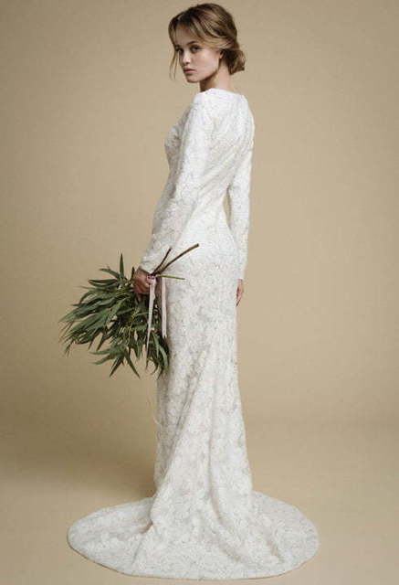 Свадебное платье Utta. Силуэт Прямое. Цвет Белый / Молочный. Вид 5