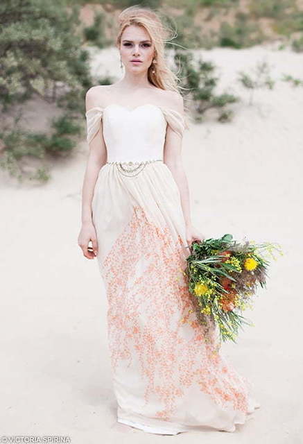 Свадебное платье Persis. Силуэт Прямое. Цвет Айвори / Капучино, Персик / Оранжевый. Вид 5